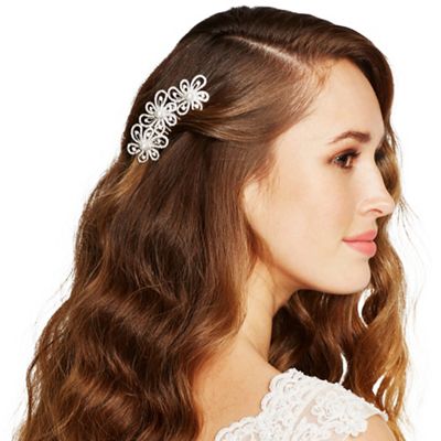 Crystal embellished triple flower hair comb